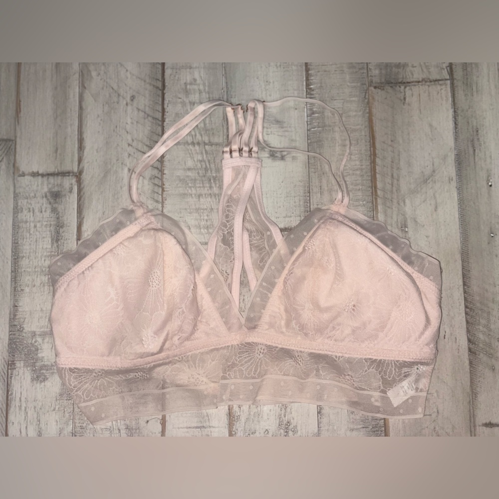 Soft Pink Mesh Lace Bralette